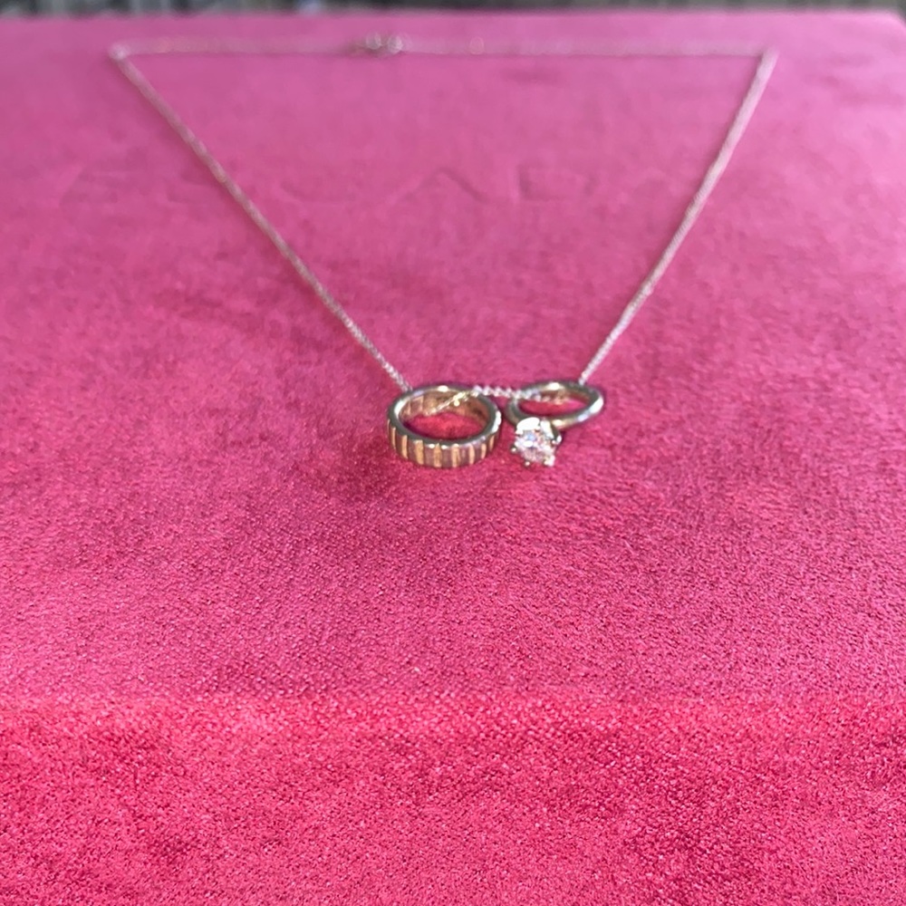 Tiny Sterling Engagement/ Wedding Set Necklace Vi… - image 8